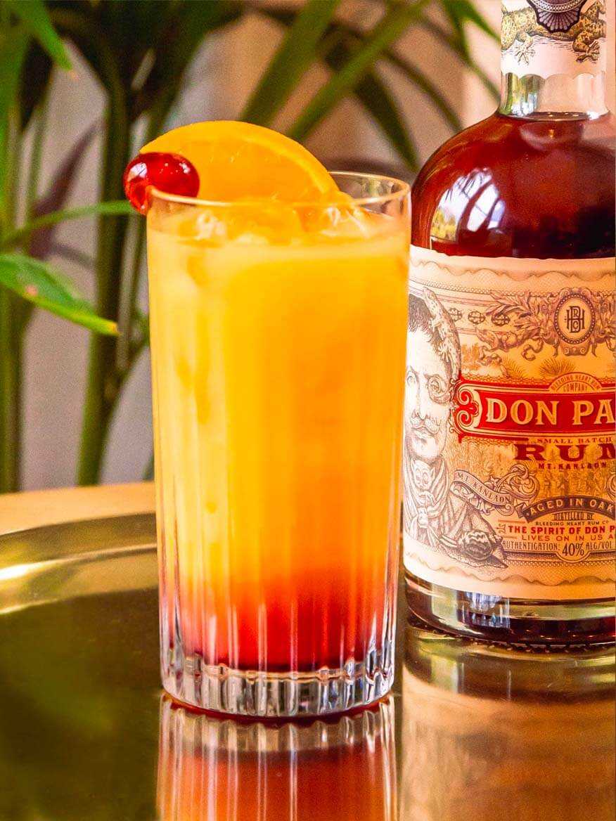 Cocktail Don's Sunrise à base de rhum Don Papa